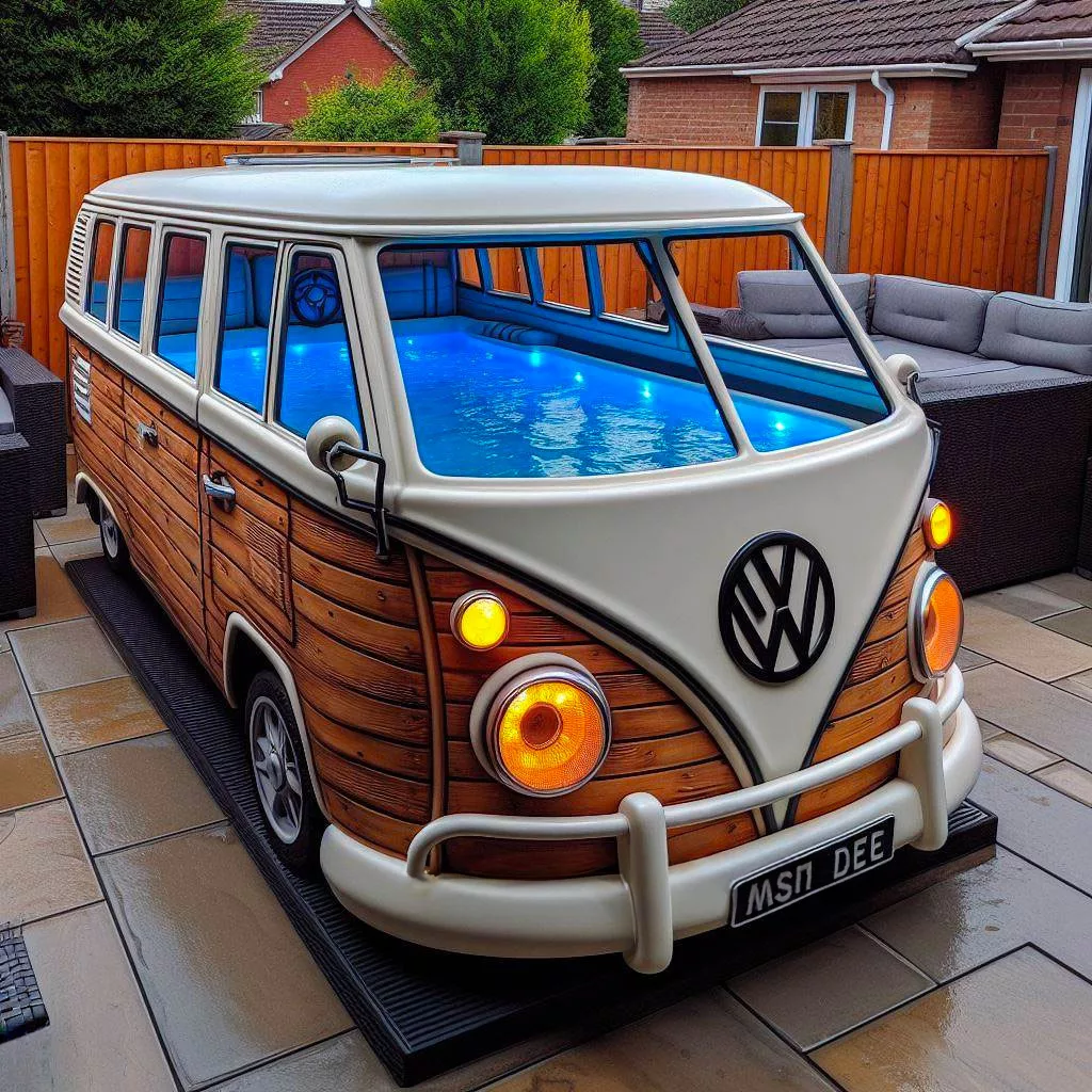 Retro Volkswagen Bus Hot Tub Ideas