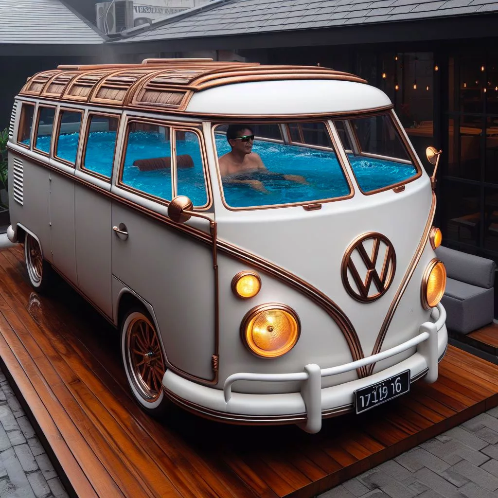 Volkswagen Bus Hot Tubs: Retro Patio Transformation