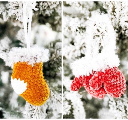 Christmas Stocking and Mittens Ornament Free Pattern